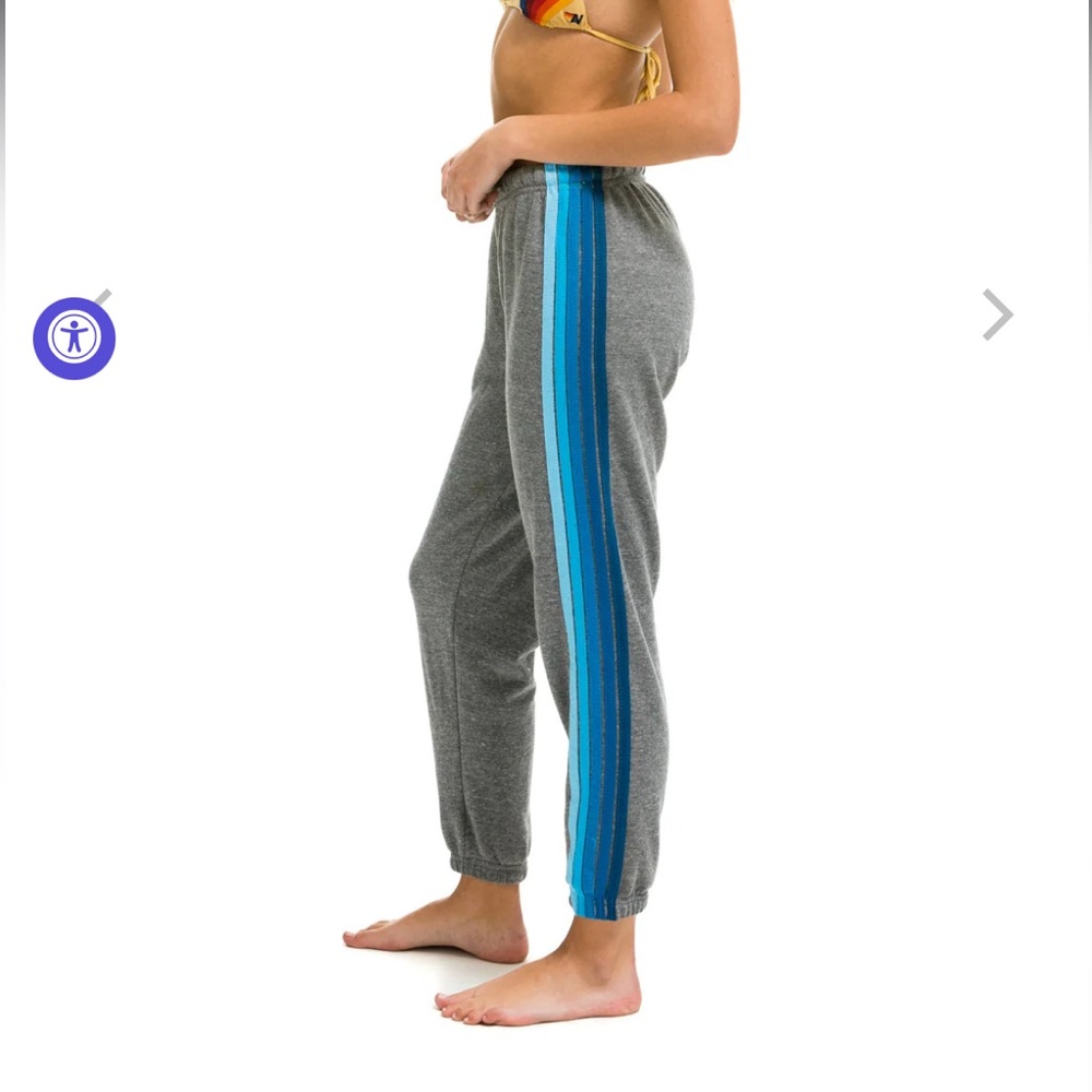 Gray Joggers with Blue Stripe